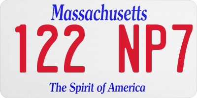 MA license plate 122NP7