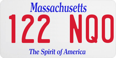 MA license plate 122NQ0