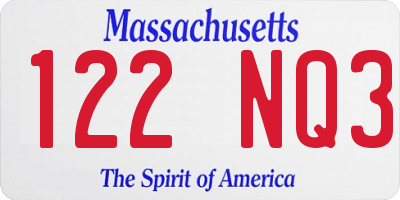 MA license plate 122NQ3