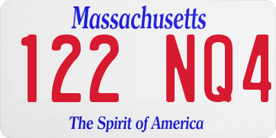 MA license plate 122NQ4