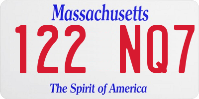 MA license plate 122NQ7