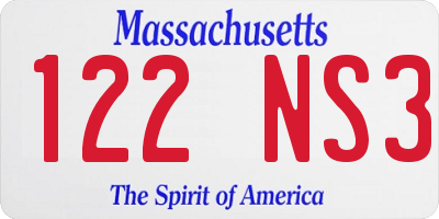 MA license plate 122NS3