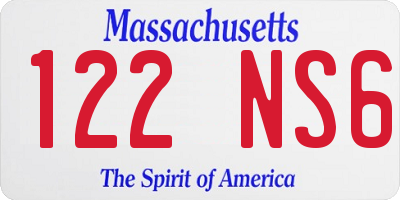 MA license plate 122NS6