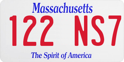 MA license plate 122NS7