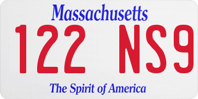 MA license plate 122NS9