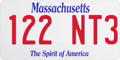 MA license plate 122NT3