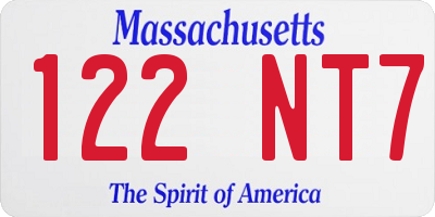 MA license plate 122NT7