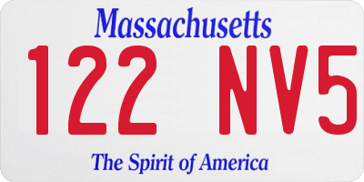 MA license plate 122NV5