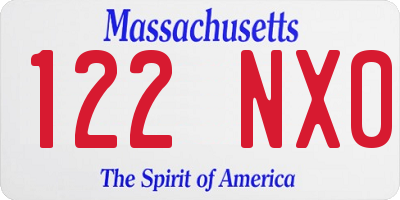 MA license plate 122NX0