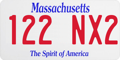 MA license plate 122NX2