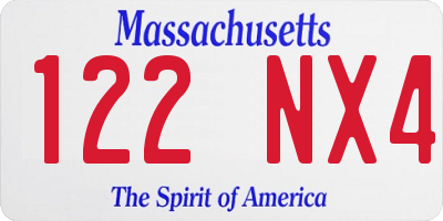 MA license plate 122NX4