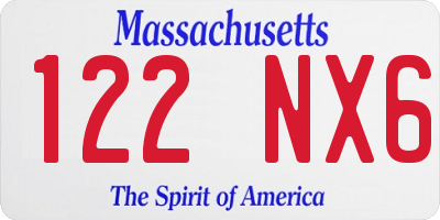 MA license plate 122NX6
