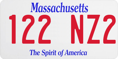 MA license plate 122NZ2