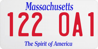 MA license plate 122OA1