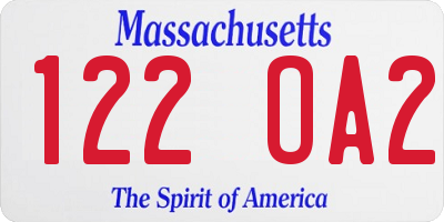 MA license plate 122OA2