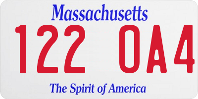 MA license plate 122OA4