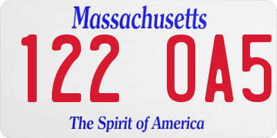 MA license plate 122OA5