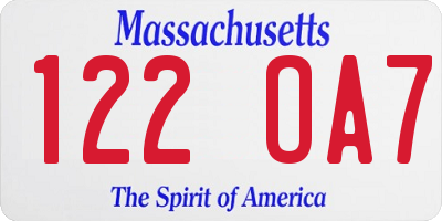 MA license plate 122OA7