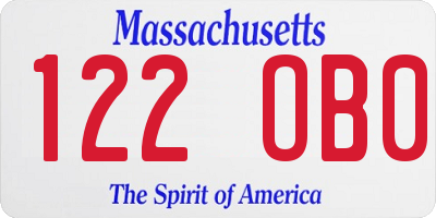 MA license plate 122OB0