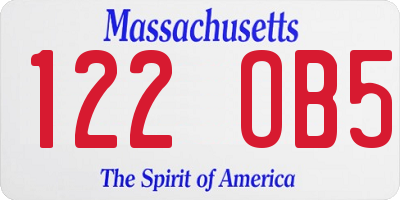 MA license plate 122OB5