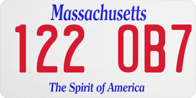MA license plate 122OB7