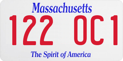 MA license plate 122OC1