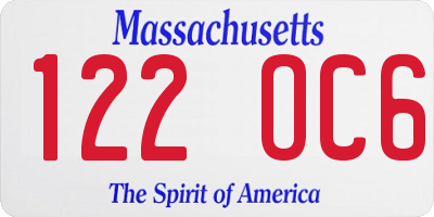 MA license plate 122OC6