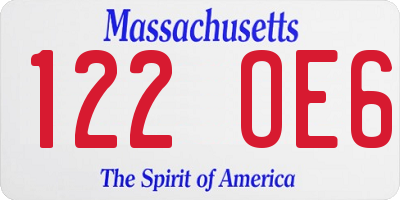 MA license plate 122OE6