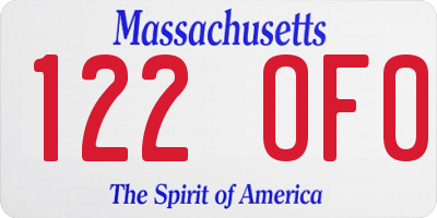 MA license plate 122OF0