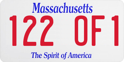 MA license plate 122OF1