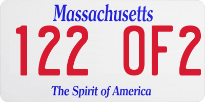 MA license plate 122OF2