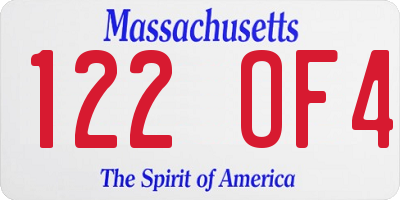 MA license plate 122OF4