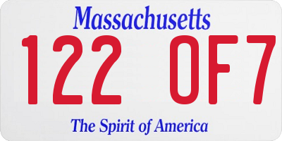 MA license plate 122OF7