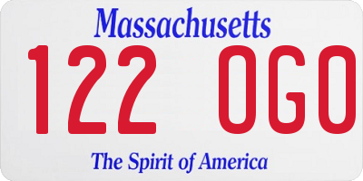 MA license plate 122OG0
