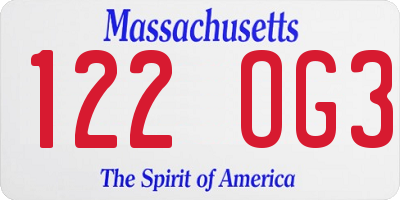 MA license plate 122OG3