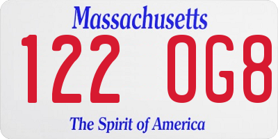 MA license plate 122OG8