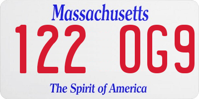MA license plate 122OG9