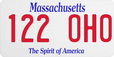 MA license plate 122OH0