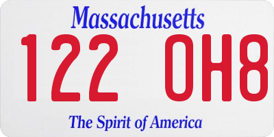 MA license plate 122OH8