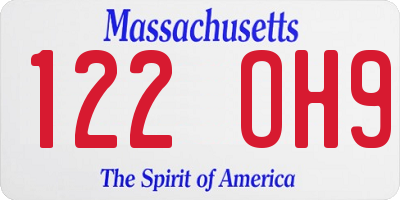 MA license plate 122OH9