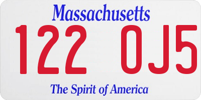 MA license plate 122OJ5