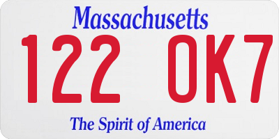 MA license plate 122OK7