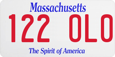 MA license plate 122OL0