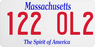 MA license plate 122OL2