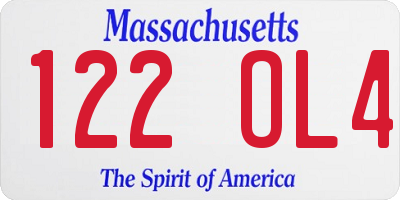 MA license plate 122OL4