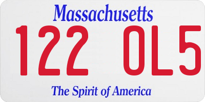 MA license plate 122OL5