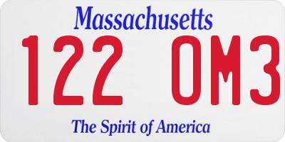 MA license plate 122OM3