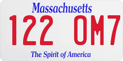 MA license plate 122OM7