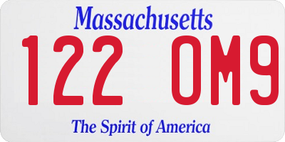 MA license plate 122OM9