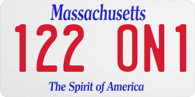 MA license plate 122ON1